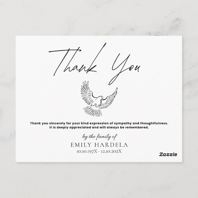 Elegant Simple Minimalist Memorial Card (Back)
