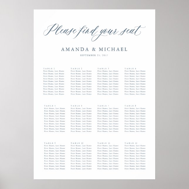 Elegant Simple Minimalist Modern Seating Chart (Front)
