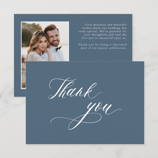 Elegant Simple Minimalist Modern Slate Wedding  Thank You Card (Front/Back)