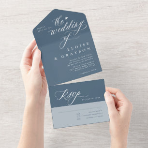 Elegant Simple Minimalist Modern Wedding  All In One Invitation