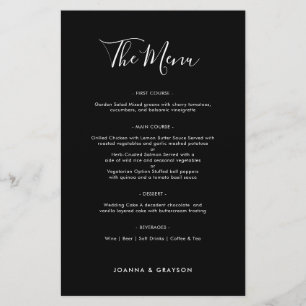 Elegant Simple Minimalist Modern Wedding Menu