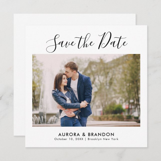 Elegant Simple Minimalist Modern Wedding Photo  Save The Date (Front/Back)