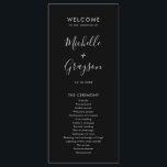 Elegant Simple Minimalist Modern Wedding  Program<br><div class="desc">Simple Minimalist Black and White Modern Wedding menu. Please find more matching designs and variations from my "blissweddingpaperie" store. And feel free to contact me for further customisation or matching items.</div>