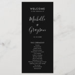 Elegant Simple Minimalist Modern Wedding  Program<br><div class="desc">Simple Minimalist Black and White Modern Wedding menu. Please find more matching designs and variations from my "blissweddingpaperie" store. And feel free to contact me for further customisation or matching items.</div>