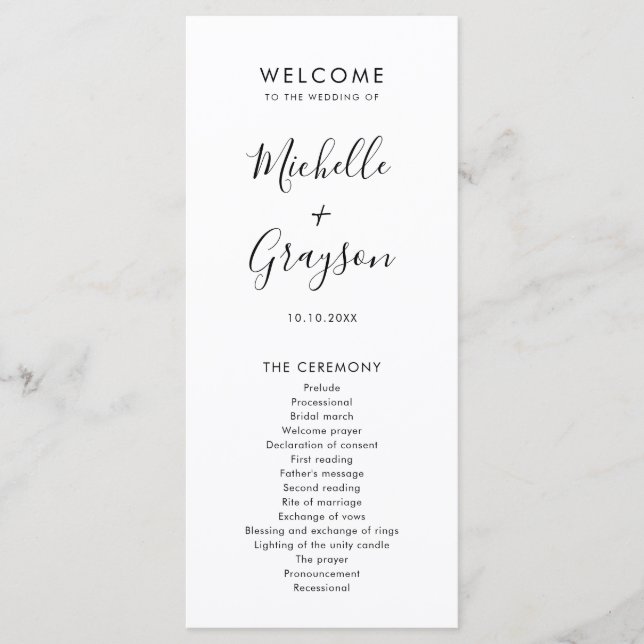 Elegant Simple Minimalist Modern Wedding  Program (Front)