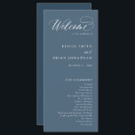 Elegant Simple Minimalist Modern Wedding  Program<br><div class="desc">Simple Minimalist dusty blue slate wedding program. Please find more matching designs and variations from my "blissweddingpaperie" store. And feel free to contact me for further customisation or matching items.</div>