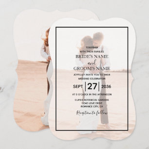 Elegant Simple Minimalist Photo Wedding Invitation