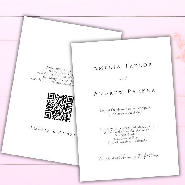 Elegant Simple Minimalistic QR Code Wedding Invitation (Creator Uploaded)
