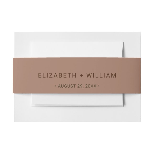 Elegant Simple Mocha Mousse with Monogram Wedding Invitation Belly Band (Front Example)
