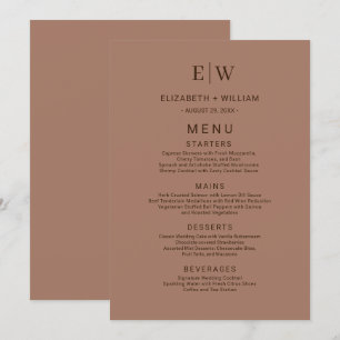 Elegant Simple Mocha Mousse with Monogram Wedding Menu