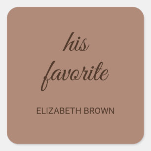 Elegant Simple Mocha Mousse with Monogram Wedding Square Sticker