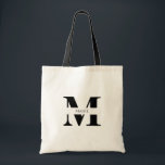 Elegant Simple Modern Black Personalised Monogram Tote Bag<br><div class="desc">This elegant and modern black tote bag is the ultimate accessory for any party or bridesmaid gift. It features a sleek, minimalist design that’s perfect for any occasion. The sophisticated black colour exudes timeless elegance, while the personalised monogram Name Initial adds a touch of individuality and charm. This tote is...</div>