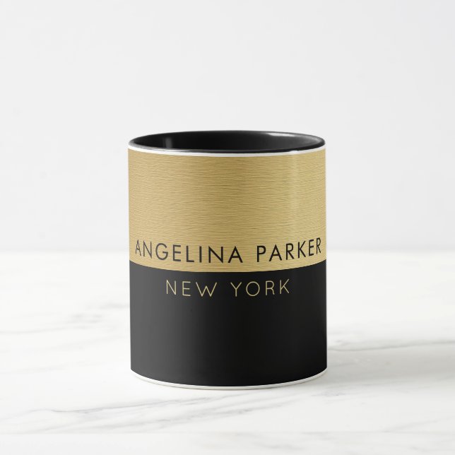 Elegant Simple Modern Chic Gold And Black Mug (Center)