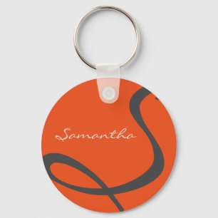 elegant simple modern chic trendy monogram orange key ring
