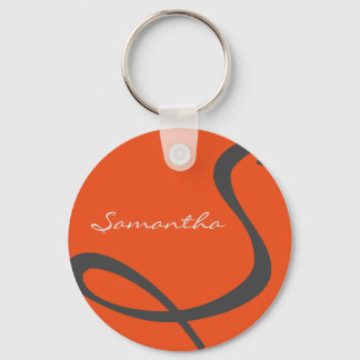 elegant simple modern chic trendy monogram orange key ring