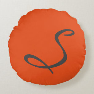 elegant simple modern chic trendy monogram orange round cushion