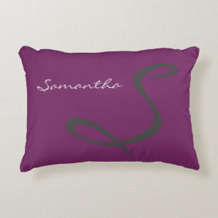 elegant simple modern chic trendy monogram purple decorative cushion