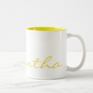 elegant simple modern chic trendy monogram yellow Two-Tone coffee mug