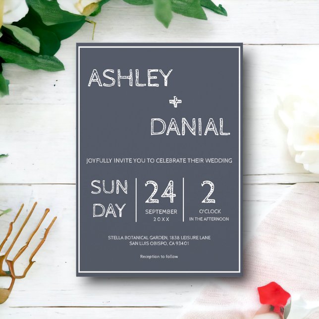 Elegant Simple Modern Doodle Script Framed Wedding Invitation (Creator Uploaded)