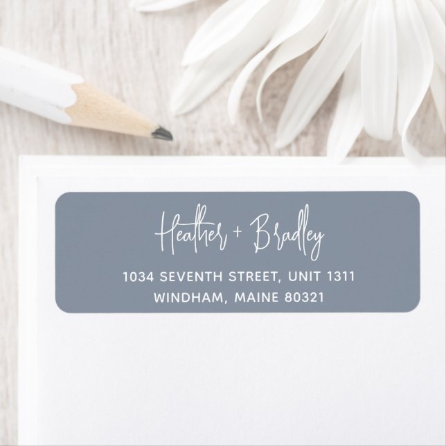 Elegant Simple Modern Dusty Blue Return Address Label (Insitu)