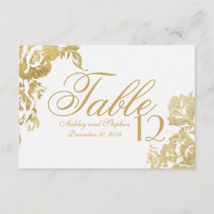 Elegant Simple Modern Floral Gold Table Number