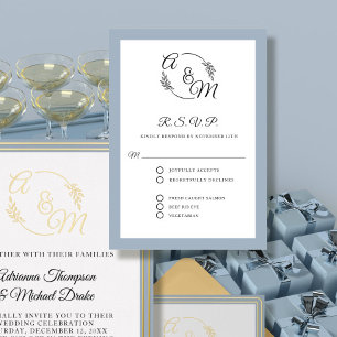 Elegant Simple Modern Formal Dusty Blue Wedding RSVP Card