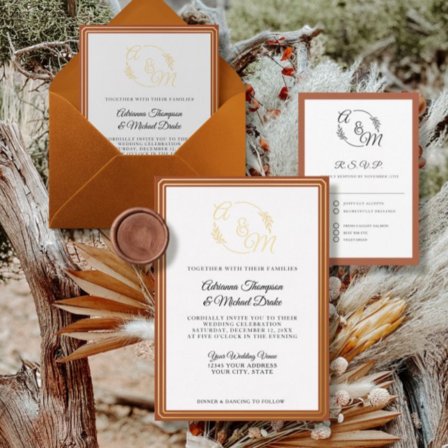 Elegant Simple Modern Gold Burnt Orange Wedding (Creator Uploaded)