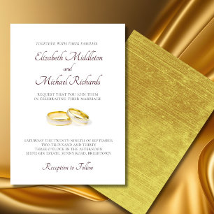 Elegant Simple Modern Gold Rings Wedding Invitation