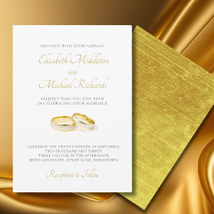 Elegant Simple Modern Gold Rings Wedding Invitation