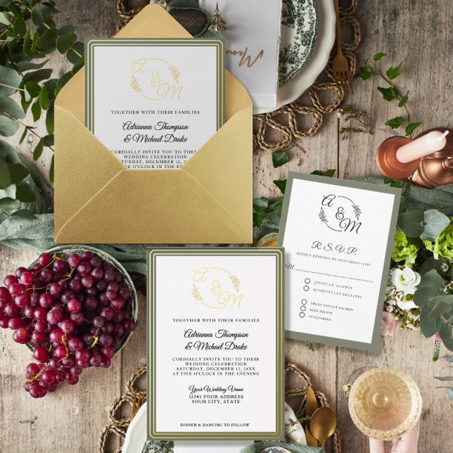 Elegant Simple Modern Gold Sage Green Wedding (Creator Uploaded)