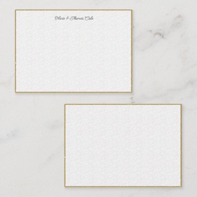 Elegant Simple Modern Gold Textured Wedding Couple Card (Front/Back)