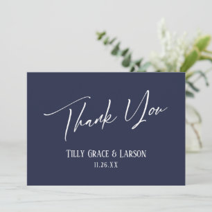 Elegant Simple Modern Handwriting Navy Blue Thank You Card