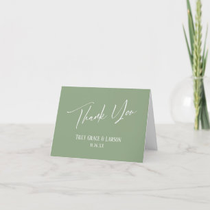 Elegant Simple Modern Handwriting Sage Green Thank You Card