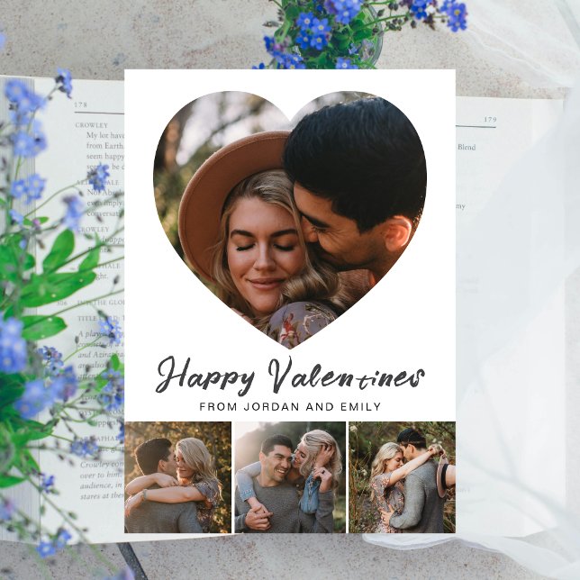 Elegant Simple Modern Happy Valentine's Day Photo Holiday Card (Creator Uploaded)