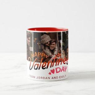 Elegant Simple Modern Happy Valentine's Day Photo Two-Tone Coffee Mug