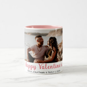 Elegant Simple Modern Happy Valentine's Day Photo Two-Tone Coffee Mug