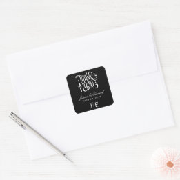 Elegant Simple Modern Minimal Black Script Chic Square Sticker