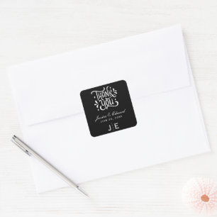 Elegant Simple Modern Minimal Black Script Chic Square Sticker
