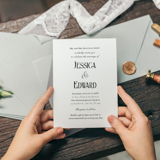 Elegant Simple Modern Minimal Classic Black White Invitation (Creator Uploaded)