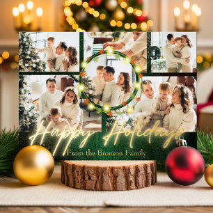 Elegant Simple modern Minimal Family Photo Foil Ho Holiday Card