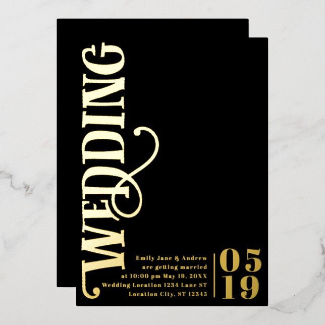 Elegant Simple Modern Minimalist Gold Wedding  (Front/Back)