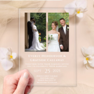 Elegant Simple Modern Minimalist Photo Wedding Acrylic Invitations