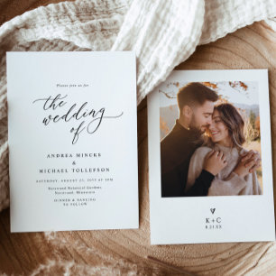 Elegant Simple Modern Minimalist Photo Wedding Invitation