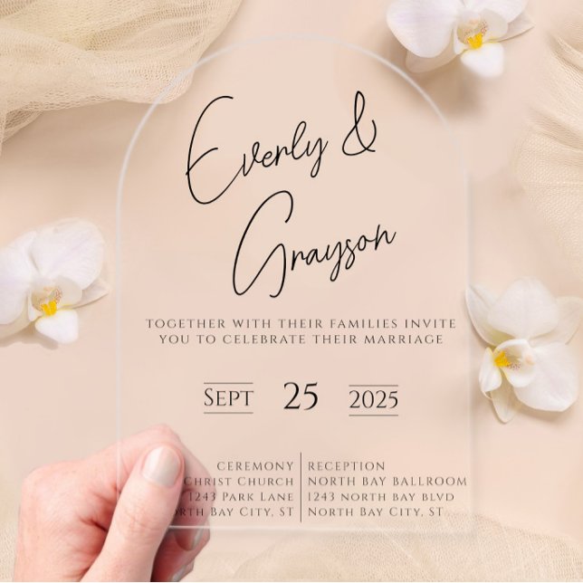 Elegant Simple Modern Minimalist Wedding Acrylic Invitations (Creator Uploaded)