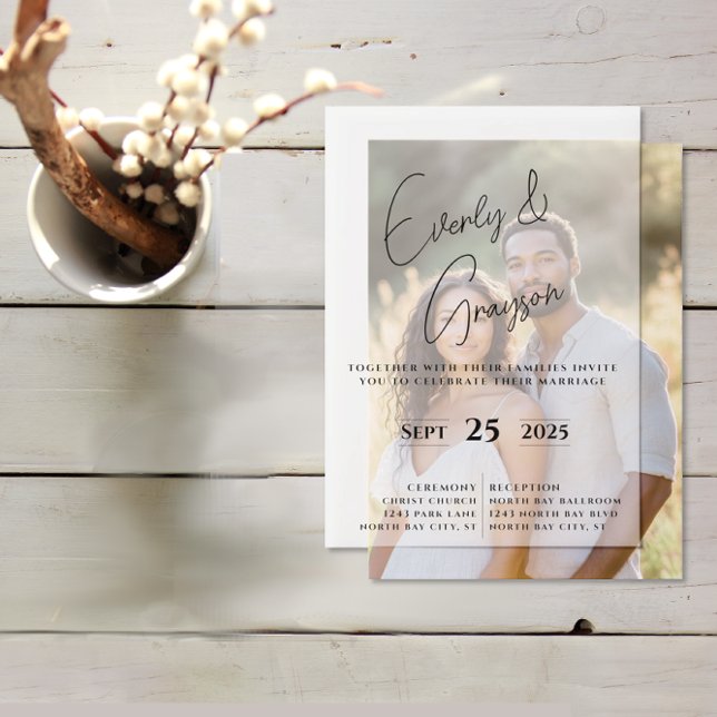 Elegant Simple Modern Minimalist Wedding Vellum Invitations (Creator Uploaded)