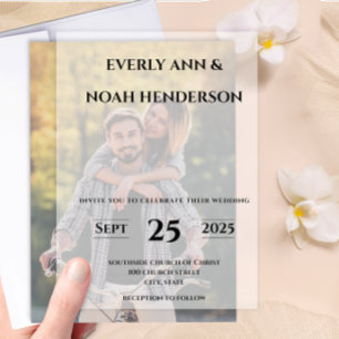 Elegant Simple Modern Minimalist Wedding Vellum Invitations