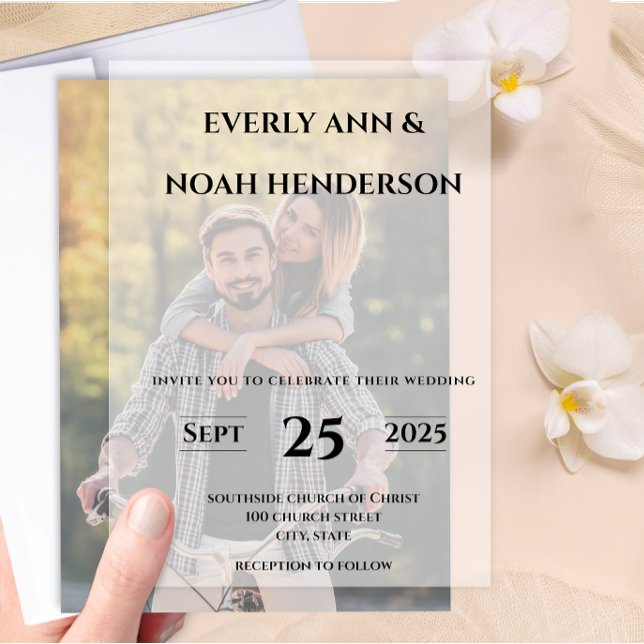 Elegant Simple Modern Minimalist Wedding Vellum Invitations (Creator Uploaded)