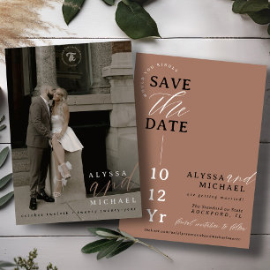Elegant Simple Modern Mocha Mousse Photo Wedding Save The Date