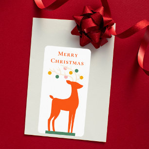Elegant Simple Modern Nordic Christmas Reindeer Label