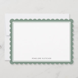 Elegant Simple Modern Olive Green Scalloped Edge Card